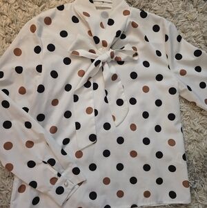 Polka Dot Blouse with Bow Tie